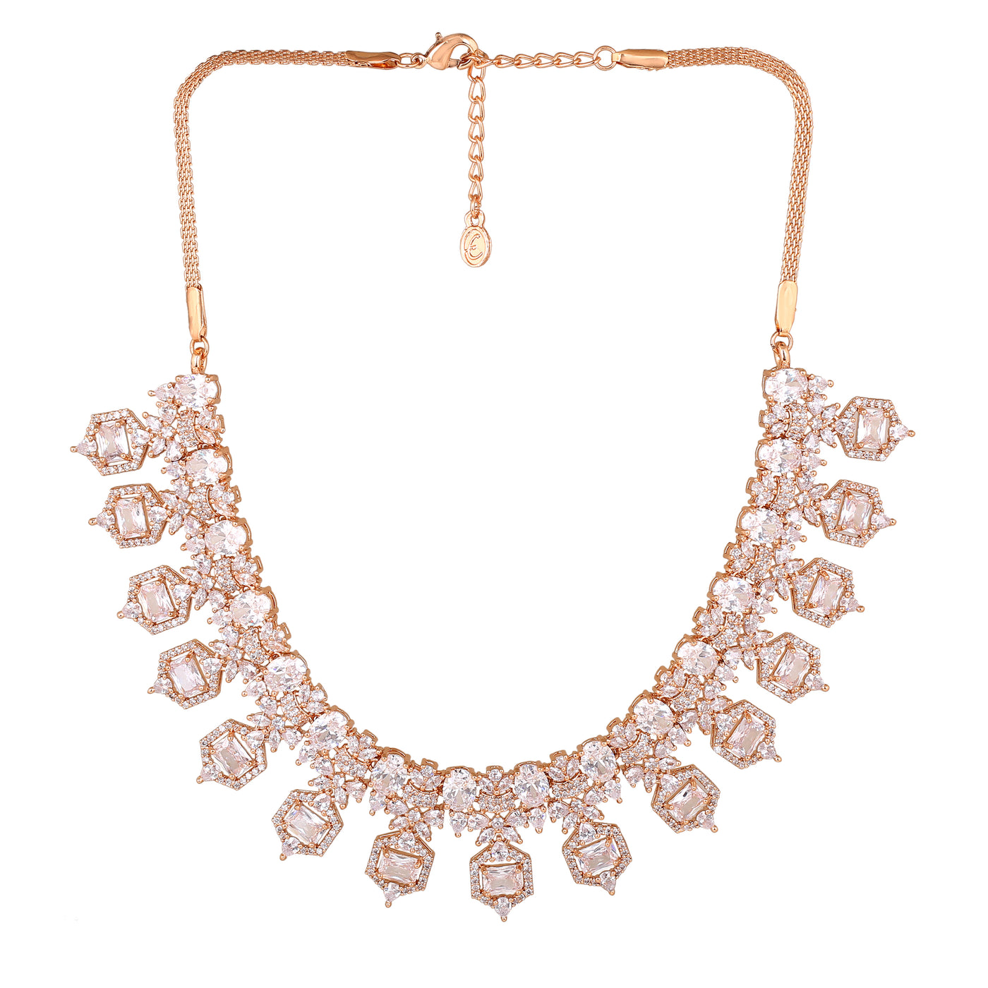 Estele Rhodium Plated CZ Astonishing Necklace Set for Women