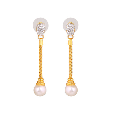 Estele - 24 CT gold plated trendy Pearl Tassel Necklace set