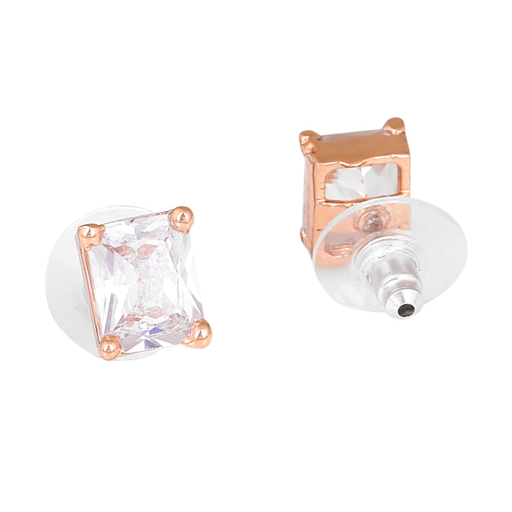 Estele Rose Gold Plated CZ Square Designer Mangalsutra Necklace Set for Women