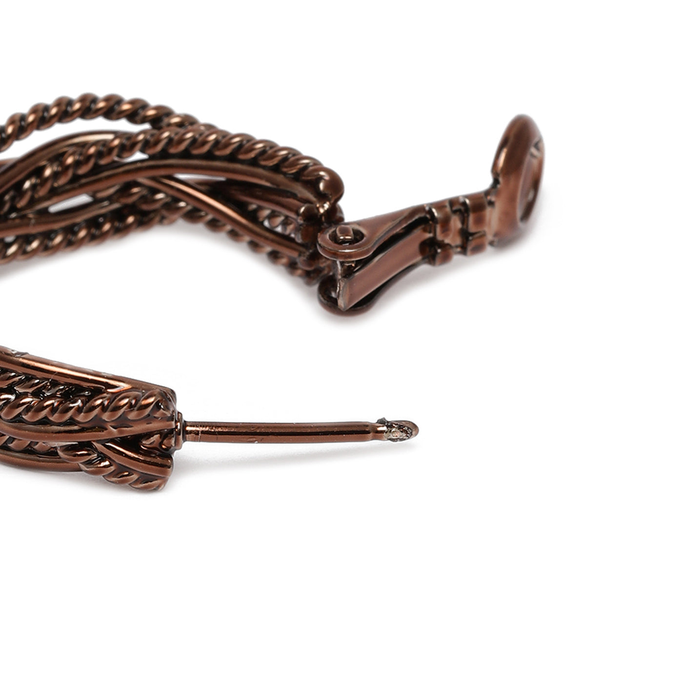 Estele Chocolate Brown Plated InterTwine Designer Hoop Earrings for Women
