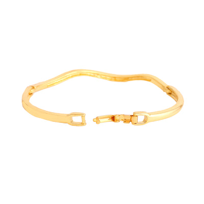 Estele gold Plated Simple Wave line Cuff Bracelet for women