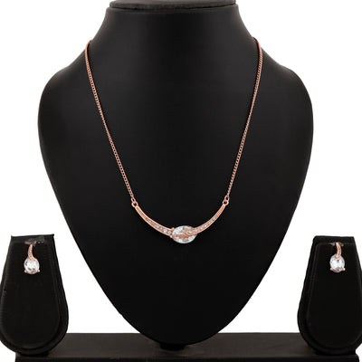 Estele Rose Gold Plated Magnificent Necklace Set with Crystals for Women