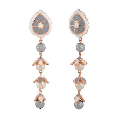 Estele Rose Gold Plated Astonishing Earrings with Pearls for Women