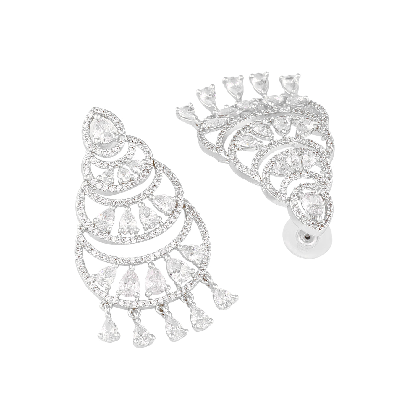 Estele Rhodium Plated CZ Fascinating Earring for Women