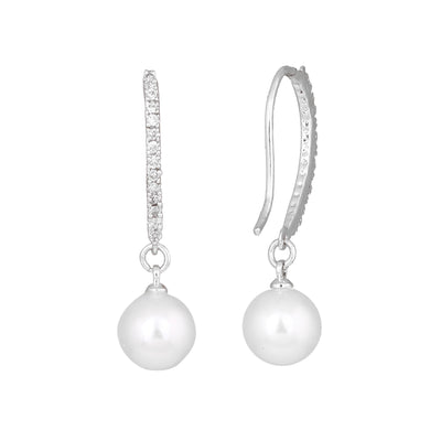 Pearl Drop Hoop Earrings