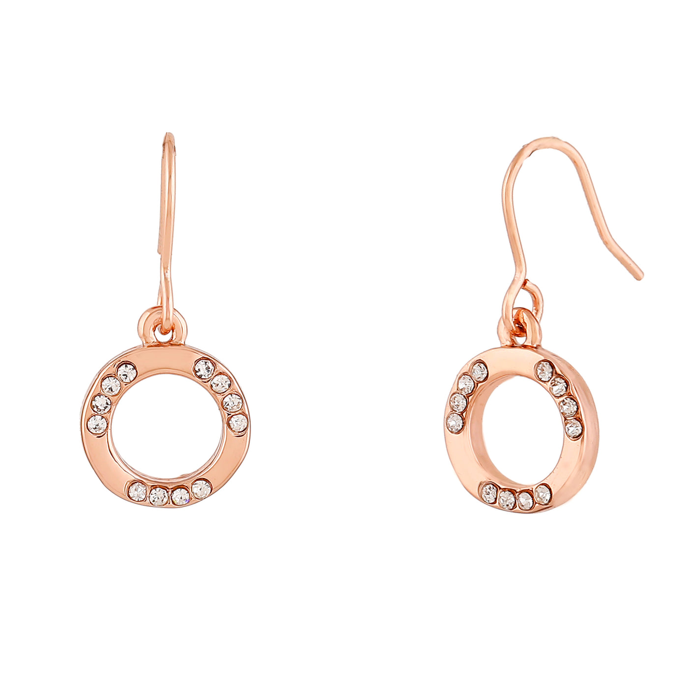 Estele Rose Gold Plated Circular Shaped Hoop Earrings with Austrian Crystals for Women