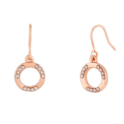 Estele Rose Gold Plated Circular Shaped Hoop Earrings with Austrian Crystals for Women