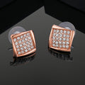 Estele Rose Gold Plated Square Shaped Stud Earrings With White Austrian Crystals for Women