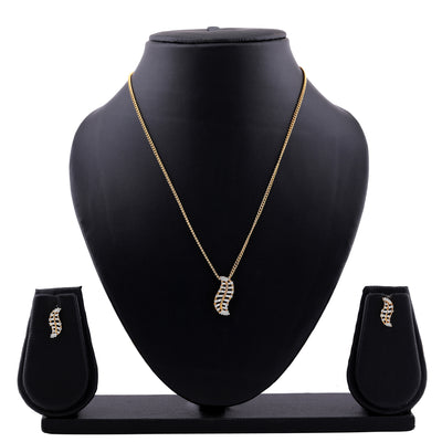 Estele Gold Plated Leaf Shaped Necklace Set with American Diamonds for Women / Girls