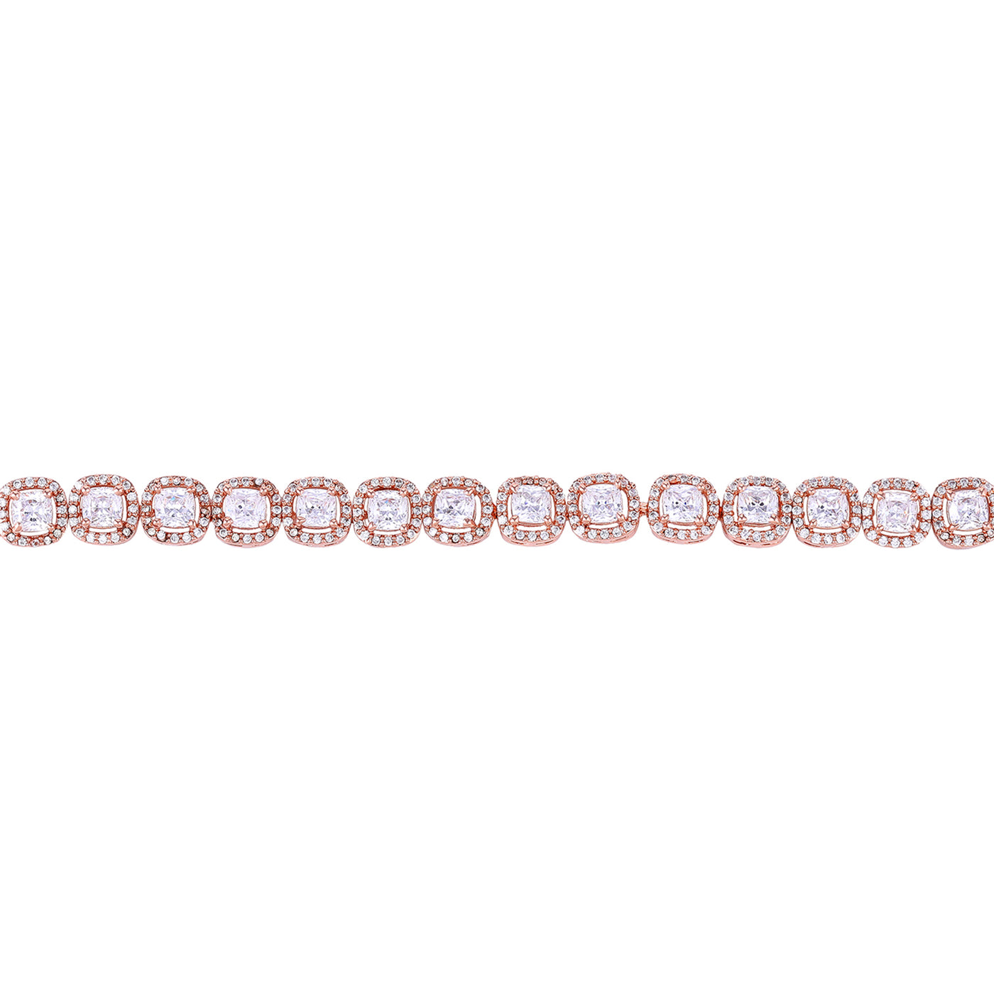 Estele Rosegold Plated Glistening White American Diamonds Charm Bracelet|Classic Jewelry for Modern Girls & Women