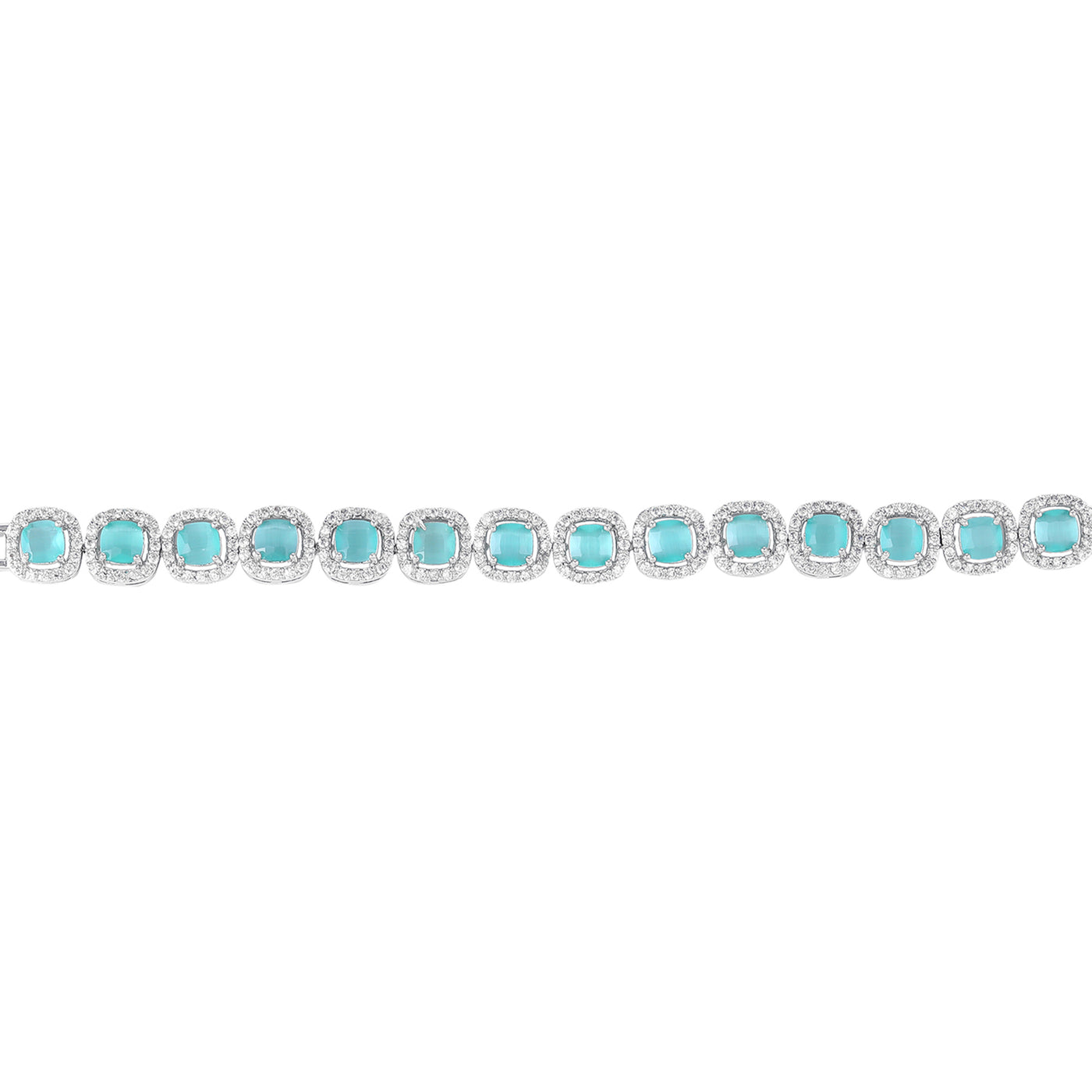 Estele Rhodium Plated Shining Mint Green American Diamonds Adorned Charm Bracelet for Women-Dazzling Charm for Every Look