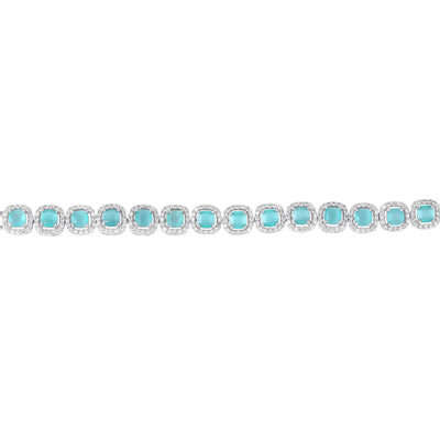 Estele Rhodium Plated Shining Mint Green American Diamonds Adorned Charm Bracelet for Women-Dazzling Charm for Every Look