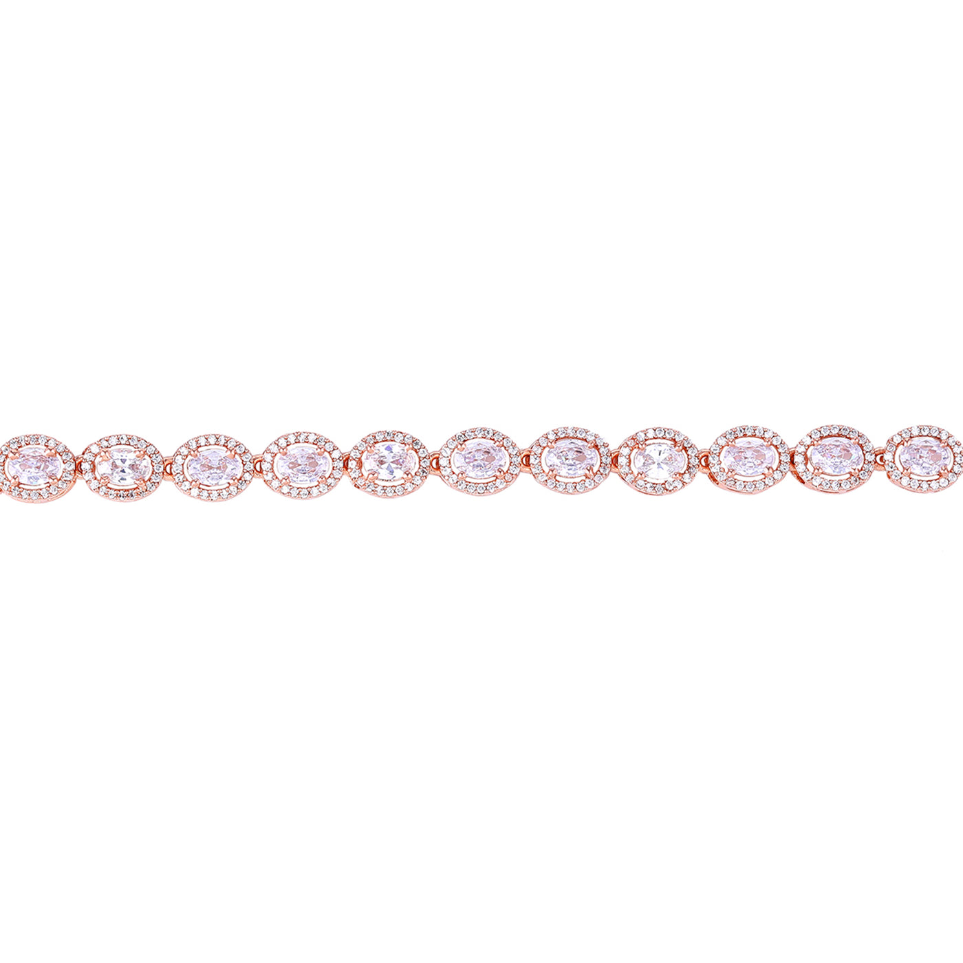 Estele Rosegold Plated Shimmering Charm Bracelet with White American Diamonds: Trendy & Versatile Jewelry for Women