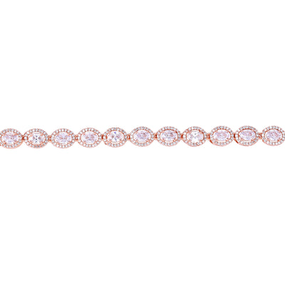 Estele Rosegold Plated Shimmering Charm Bracelet with White American Diamonds: Trendy & Versatile Jewelry for Women