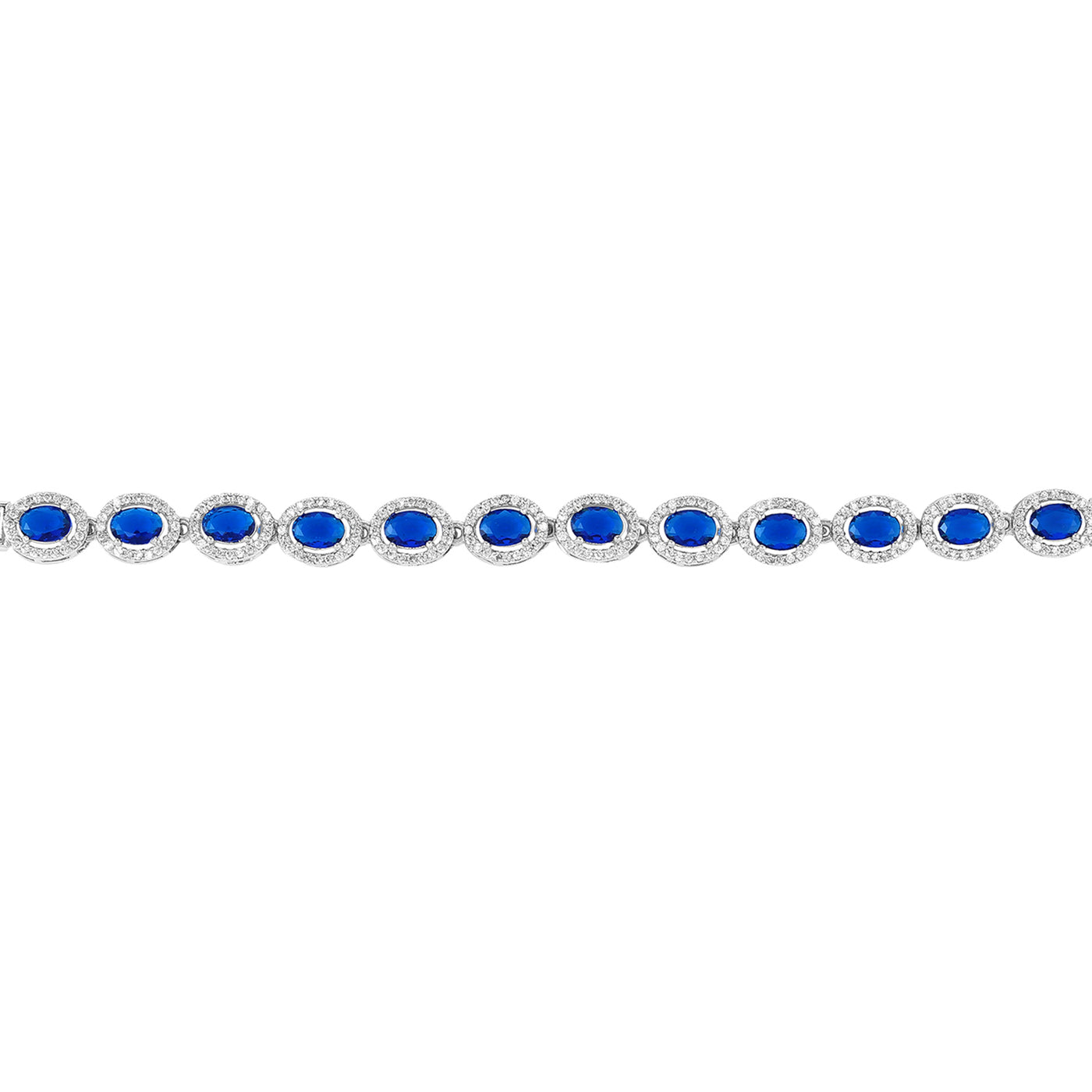 Estele Rhodium Plated Dazzling Blue American Diamonds Enhanced Charm Bracelet|A Touch of Glamour for Women