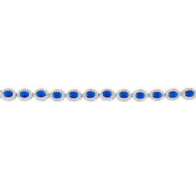 Estele Rhodium Plated Dazzling Blue American Diamonds Enhanced Charm Bracelet|A Touch of Glamour for Women