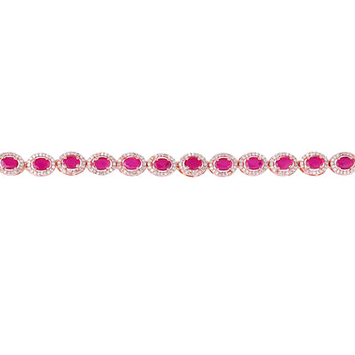 Estele Rosegold Plated Exquisite Ruby American Diamond Adorned Charm Bracelet for Women – A Touch of Luxury for Your Style