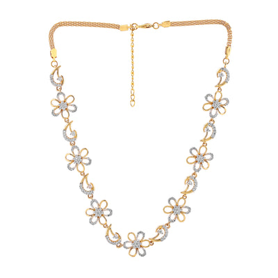 Estele Gold Plated CZ Bloom Designer Necklace Set for Women