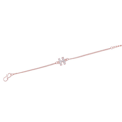 Estele Rose Gold Plated Captivating Medium 'H' Letter Bracelet with Crystals for Women