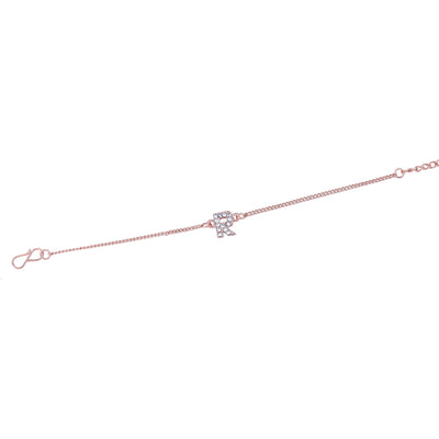 Estele Rose Gold Plated Captivating Medium 'R' Letter Bracelet with Crystals for Women