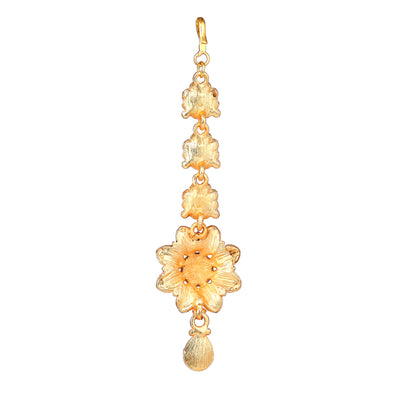 Estele Gold Plated Gorgeous Floral Matt Finish Maang Tikka With Multi-Color Crystals for Women