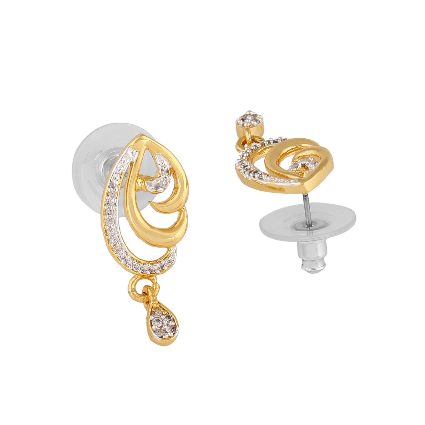 Estele Gold & Silver Plated Elegant Drop Earrings with Crystals for Women