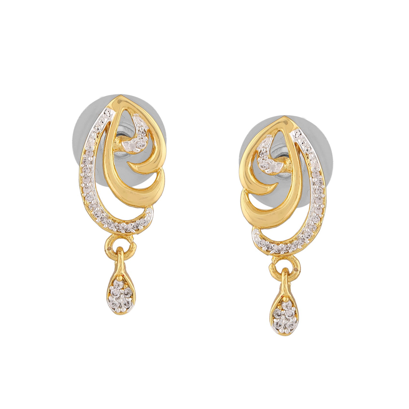 Estele Gold & Silver Plated Elegant Drop Earrings with Crystals for Women