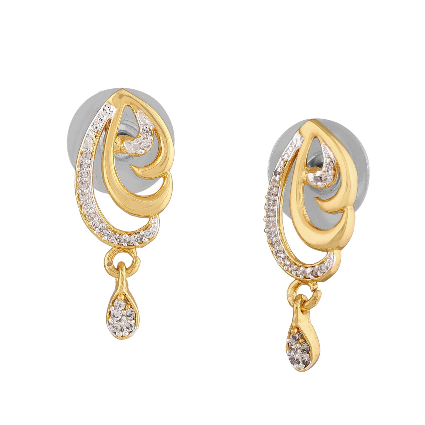 Estele Gold & Silver Plated Elegant Drop Earrings with Crystals for Women