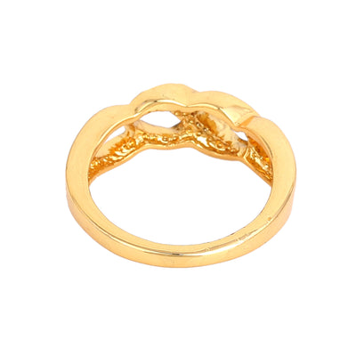 Estele Gold Plated Twisted Designer Finger Ring with Crystals for Women