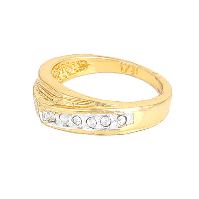 Estele Gold & Rhodium Plated Splendid Finger Ring with Crystals for Women