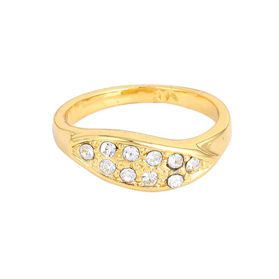 Estele Gold Plated Exquisite Finger Ring with Crystals for Women