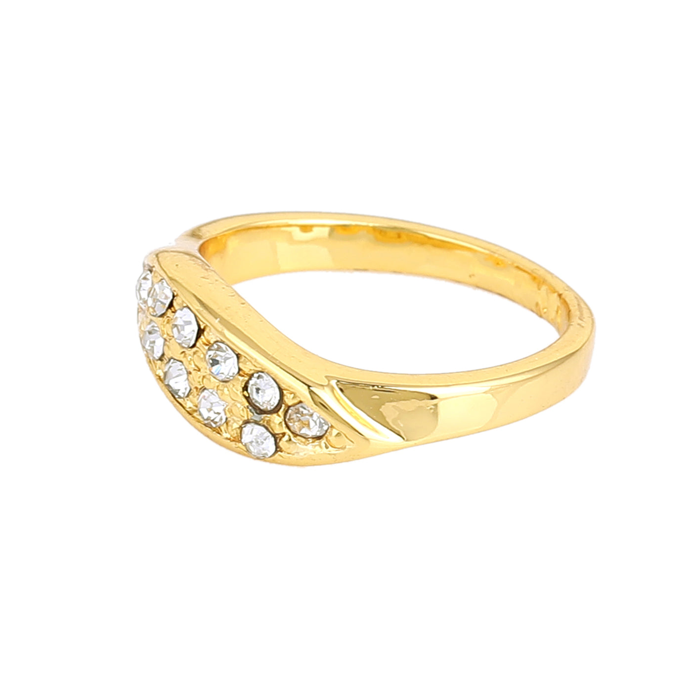 Estele Gold Plated Exquisite Finger Ring with Crystals for Women