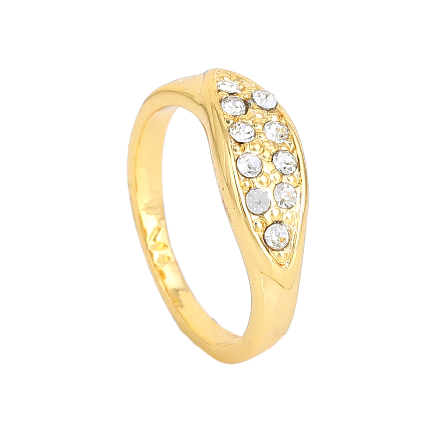 Estele Gold Plated Exquisite Finger Ring with Crystals for Women