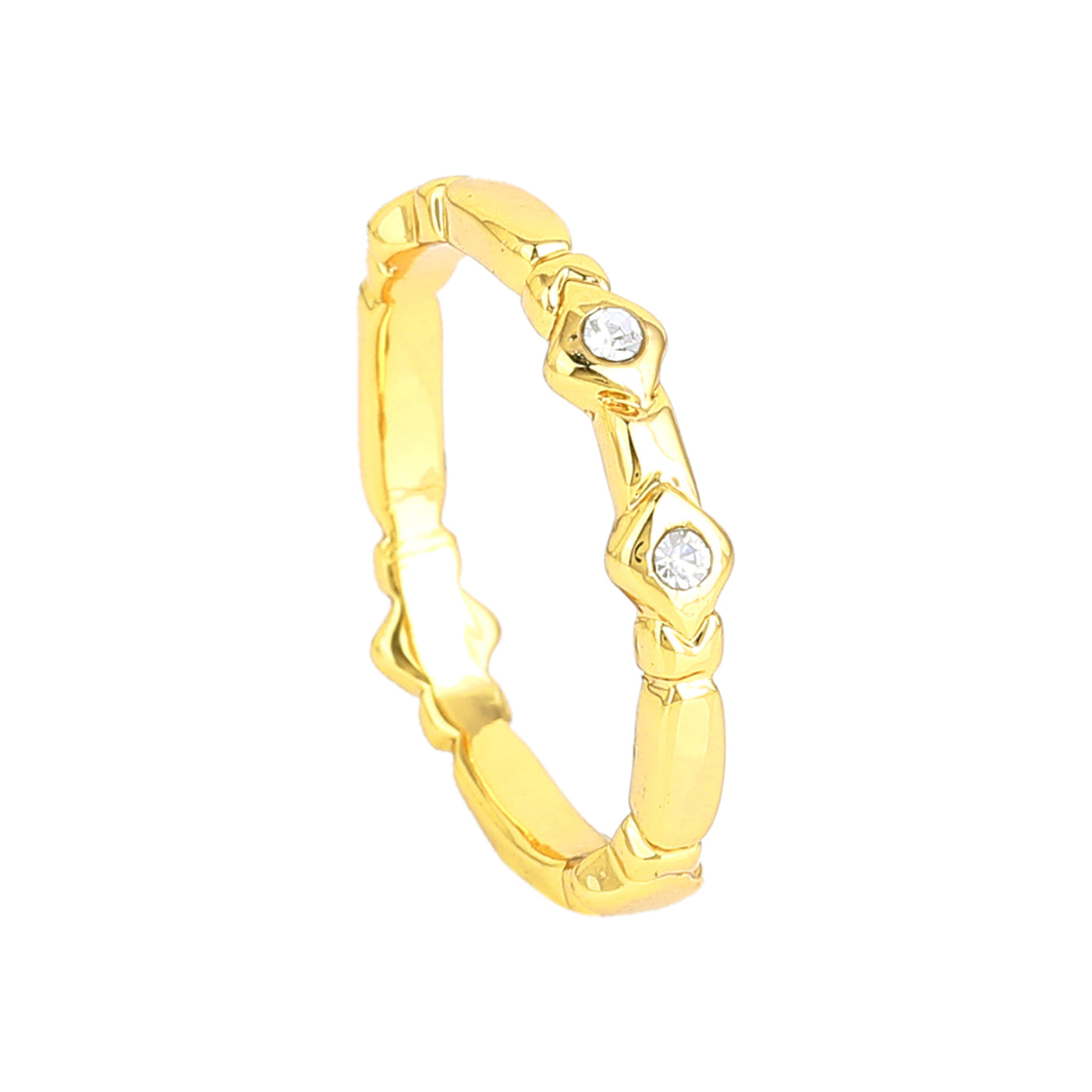 Estele Gold Plated Alluring Finger Ring with Crystals for Women