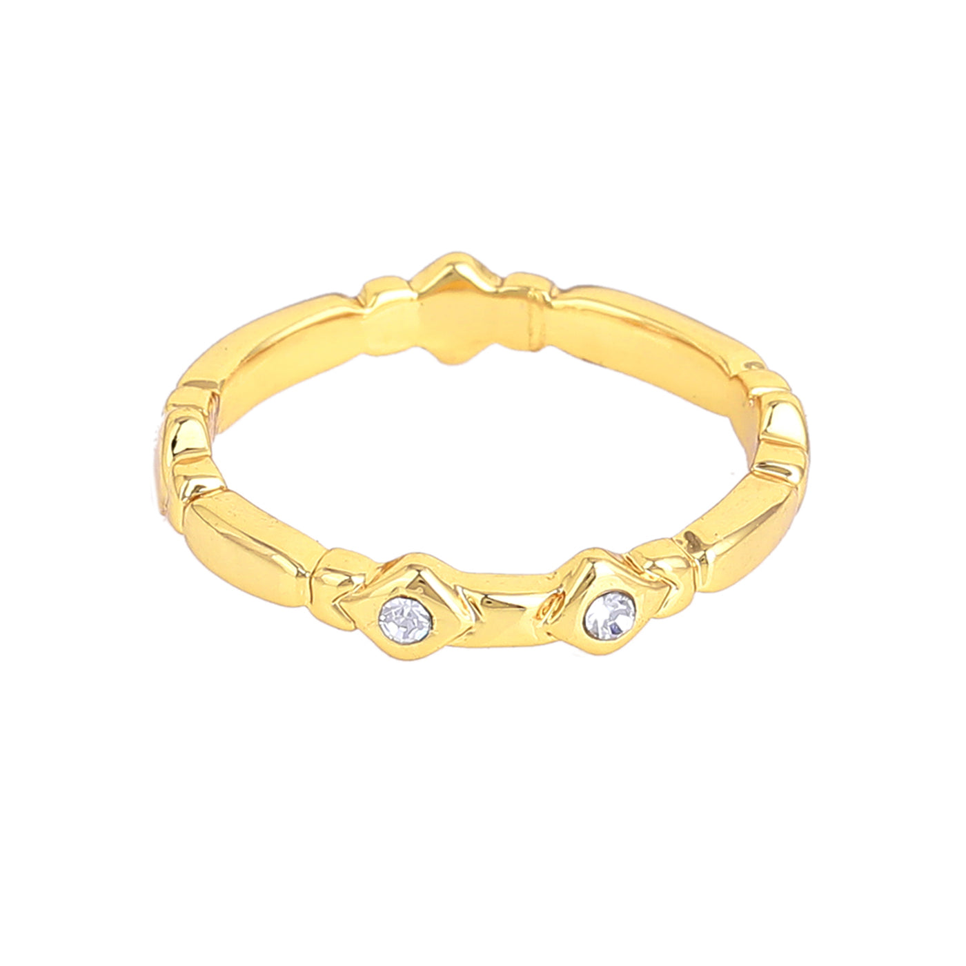 Estele Gold Plated Alluring Finger Ring with Crystals for Women