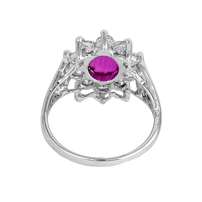 Estele Rhodium Plated CZ Flower Designer Finger Ring for Women(Non-Adjustable)