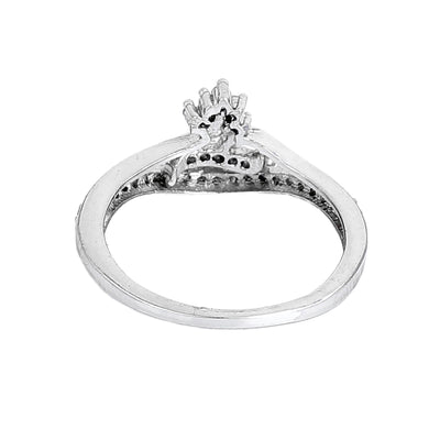 Estele Rhodium Plated CZ Floral Designer Finger Ring for Women