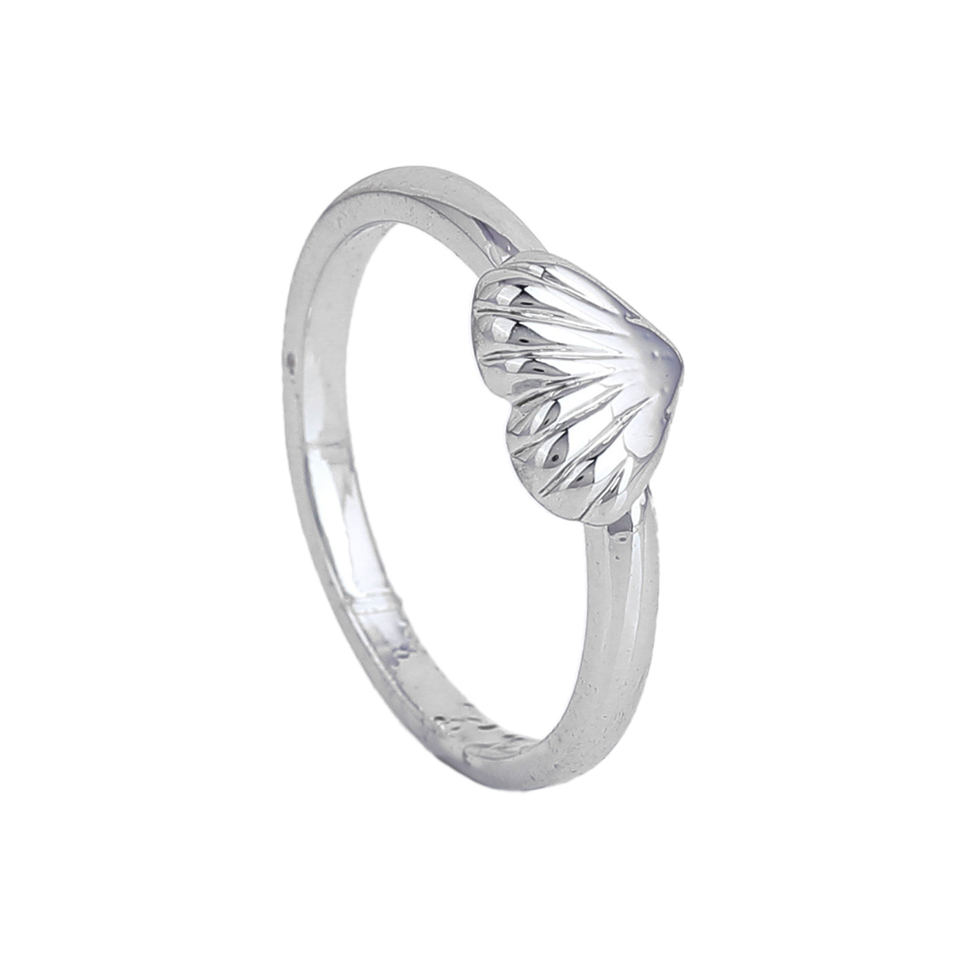 Estele Rhodium Plated Heart Shaped Finger Ring for Women