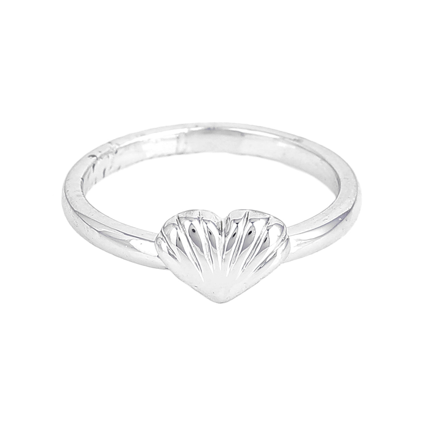 Estele Rhodium Plated Heart Shaped Finger Ring for Women