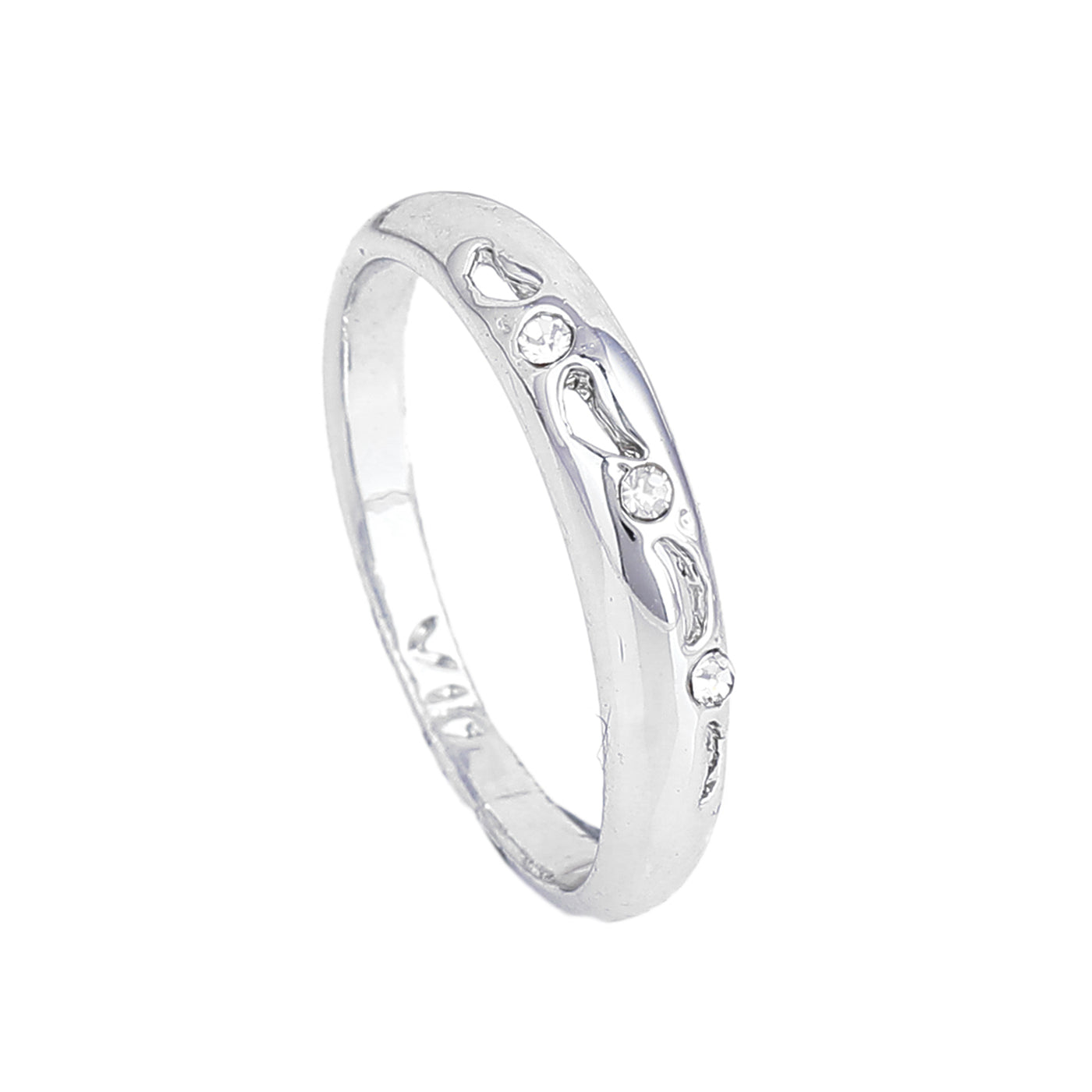 Estele Rhodium Plated Attractive Finger Ring with Crystals for Women