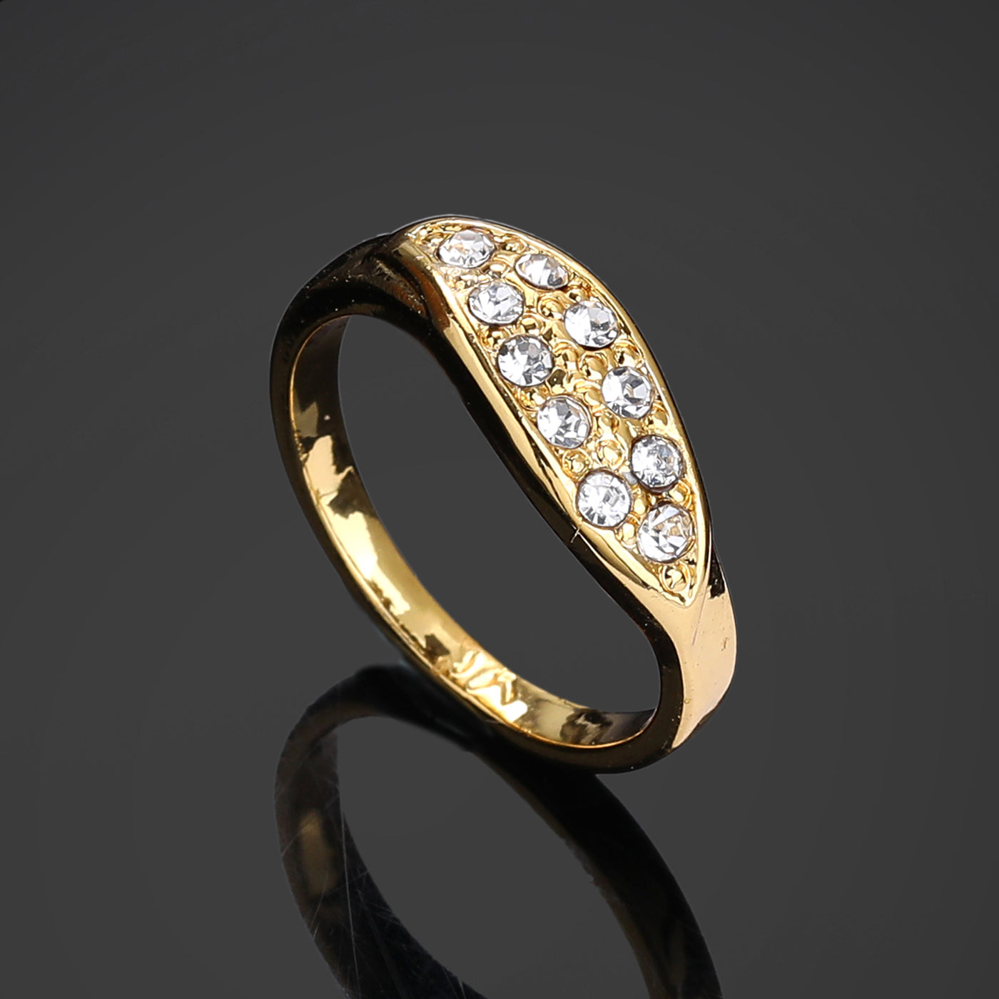 Estele Gold Plated Exquisite Finger Ring with Crystals for Women