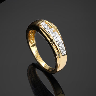 Estele Gold & Rhodium Plated Splendid Finger Ring with Crystals for Women