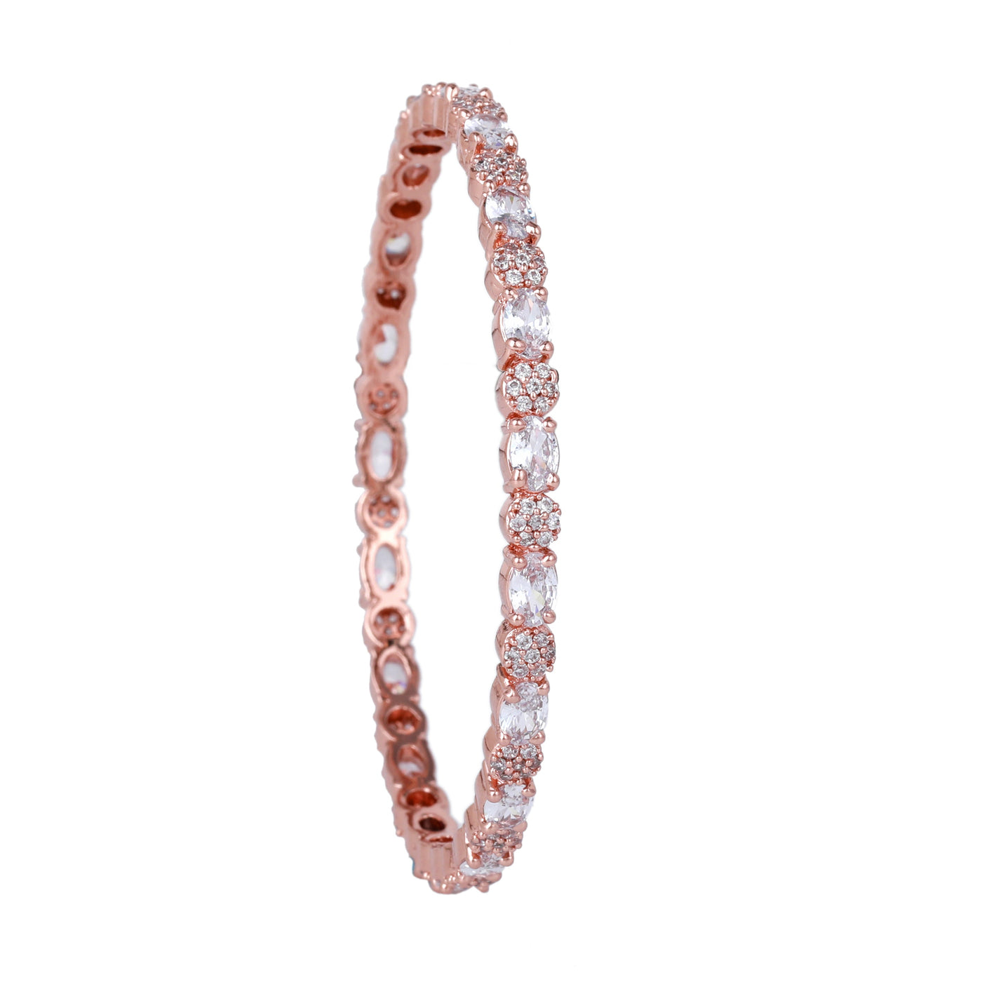 Estele Rose Gold Plated CZ Splendid Designer Bangles with White Stones for Women