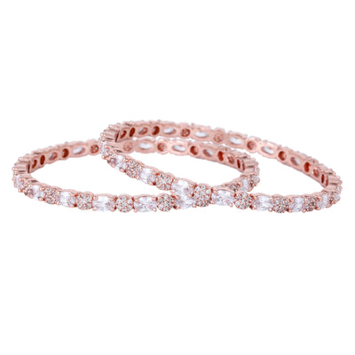 Estele Rose Gold Plated CZ Splendid Designer Bangles with White Stones for Women