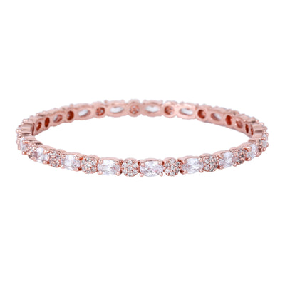 Estele Rose Gold Plated CZ Splendid Designer Bangles with White Stones for Women