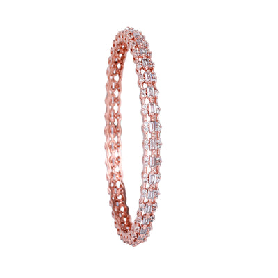 Estele Rose Gold Plated CZ Gleaming Bangles with White Stones for Women