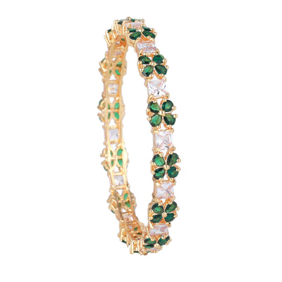 Estele Gold Plated CZ Fascinating Bangles with Green Stones for Women