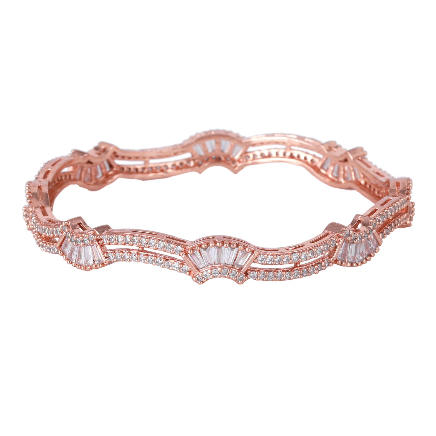 Estele Rose Gold Plated CZ Dazzling Bangles for Women