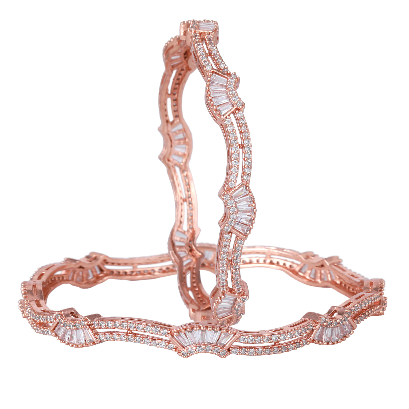 Estele Rose Gold Plated CZ Dazzling Bangles for Women