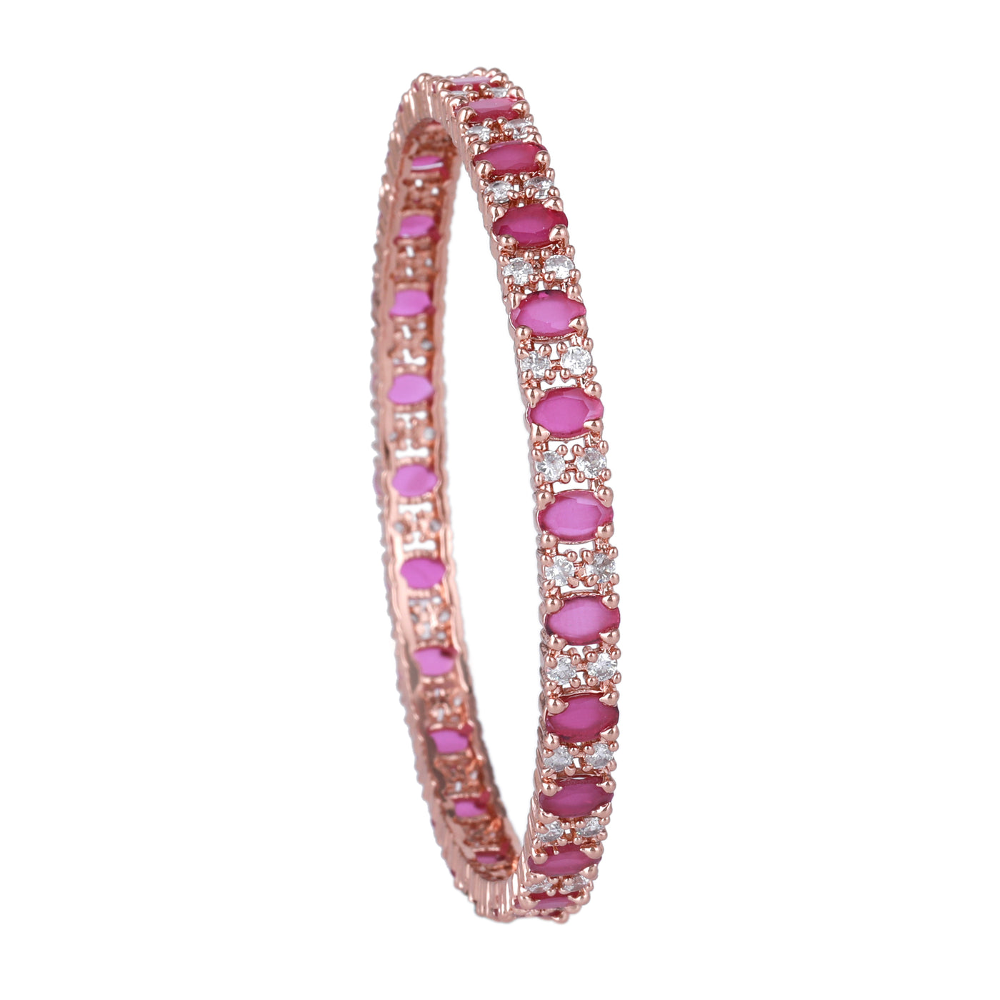 Estele Rosegold Plated Luxurious Ruby American Diamond Bangles | Sizes 2:4, 2:6 & 2:8 | Sophisticated Jewelry for Womens Special Occasions